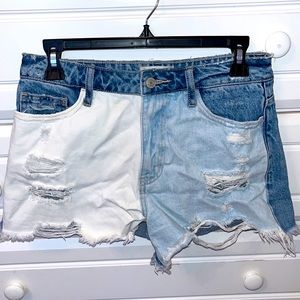 ALTAR’D STATE THREE TONED RIPPED HIGH-RISE JEAN SHORT